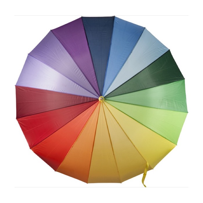 Grande ombrello con motivo arcobaleno color multicolore seconda vista