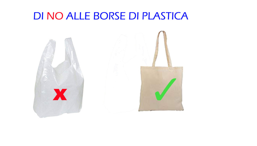 Utilizza borse di tela personalizzate al posto di quelli di plastica