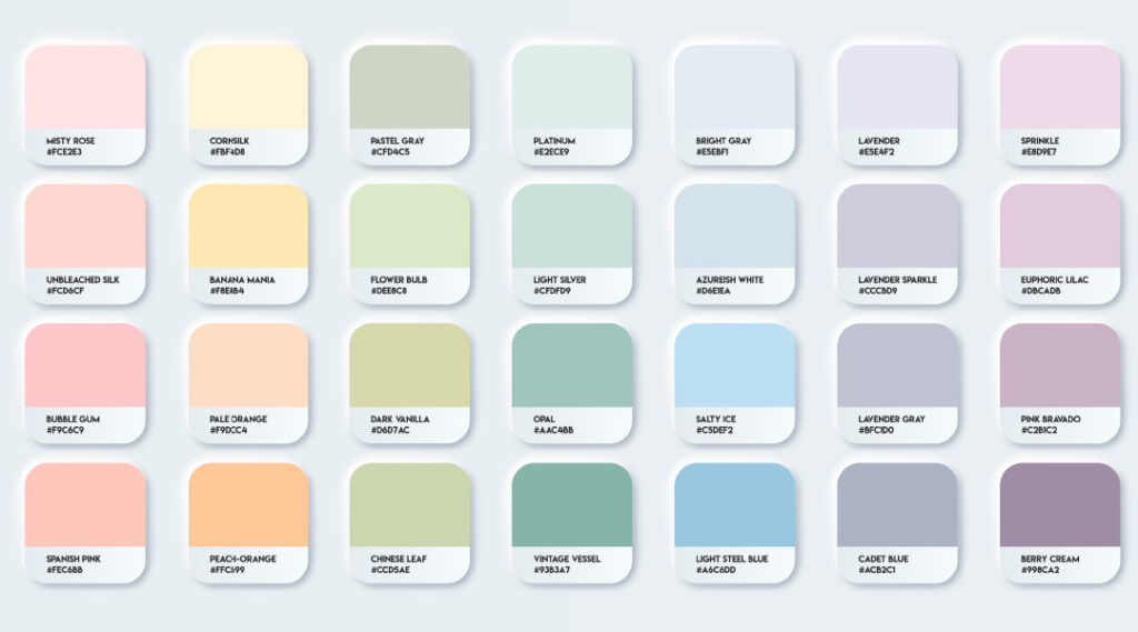 pantone di colori pastello