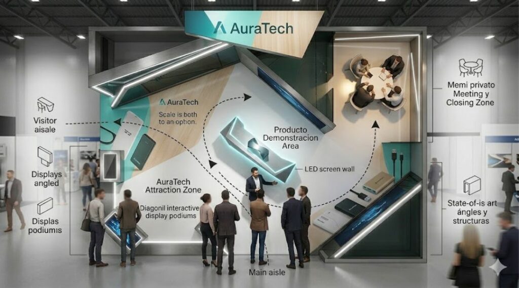 Ilustrazione stand per fiera con IA