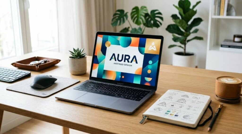 Branding design su laptop
