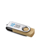 Classica chiavetta usb personalizzata in legno e metallo Woodmate color legno chiaro