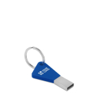Usb in silicone e metallo personalizzata con anello portachiavi TREND color blu