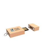 Piccola usb personalizzata di legno con anello Brickwood Mini color legno chiaro