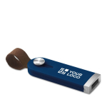 Chiavetta usb promozionale con occhiello in pelle USB Slide Flash color blu