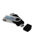 USB personalizzata con doppia connessione velocità 3.0 Techmate-C 3.0 color nero