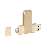 USB in legno con meccanismo rotante e USB tipo C Ecotwist OTG-C color legno chiaro