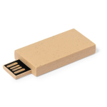 Chiavetta USB minimalista in paglia di grano con logo a colori color naturale