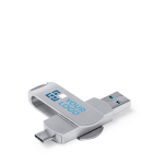 Chiavetta USB in metallo con meccanismo rotante e connessione tipo C color argento