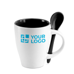 Tazza personalizzata ceramica cucchiaio per transfer 250ml Colorspoon color nero vista area di stampa