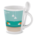 Tazza aziendale sublimatica in ceramica con cucchiaio 300ml Sublimcon color bianco terza vista principale