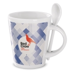 Tazza aziendale sublimatica in ceramica con cucchiaio 300ml Sublimcon color bianco quarta vista principale