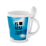 Tazza aziendale sublimatica in ceramica con cucchiaio 300ml Sublimcon vista area di stampa