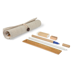 Astuccio in cotone e juta con chiusura a bottone con accessori Ecorol color beige vista area di stampa
