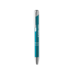 Penna promozionale in alluminio con inchiostro blu Aster color turchese vista area di stampa