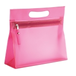 Portatrucchi in PVC trasparente con chiusura a zip e manico Colors color fucsia