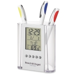 Portapenne personalizzato con calendario, ora e temperatura Curve color trasparente vista principale
