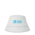 Cappello miramare con logo in tanti colori vivaci e 100% cotone Umbra color bianco vista area di stampa