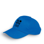 Cappellini baseball personalizzati 5 pannelli regolabile BaseCap color blu reale vista area di stampa