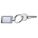 Portachiavi con logo elegante in zinco in confezione singola Chrome color argento brillante quarta vista