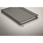 Taccuino con elastico A5 copertina rigida pagine a righe color grigio scuro quarta vista fotografica