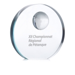 Trofeo promozionale incisione con dettaglio mappamondo Tierra Mundial color trasparente vista principale