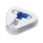 Auricolari promozionali con cavetto in astuccio triangolare Bass color blu seconda vista