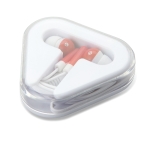 Auricolari promozionali con cavetto in astuccio triangolare Bass color rosso