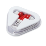 Auricolari promozionali con cavetto in astuccio triangolare Bass color rosso seconda vista
