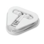 Auricolari promozionali con cavetto in astuccio triangolare Bass color bianco seconda vista