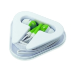 Auricolari promozionali con cavetto in astuccio triangolare Bass color lime seconda vista