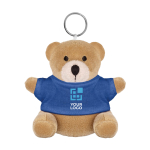 Orso peluche personalizzato con portachiavi e t-shirt stampabile Yogi color blu vista area di stampa