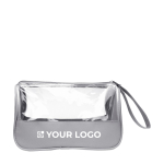 Beauty case promozionale in microfibra con banda in PVC Uptown color nero vista area di stampa