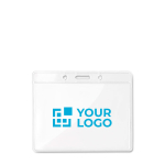 Portabadge personalizzato con logo trasparente senza nastro Pass vista area di stampa