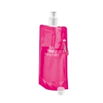 Borracce di plastica pieghevoli pubblicitarie con gancio 460ml Clip color rosa immagine con logo 4
