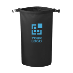 Borsa sportiva impermeabile in PVC con fibbia da 10 litri Bayside XL color nero vista area di stampa