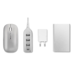 Kit accessori per pc con mouse hub usb e powerbank 4000mAh Charge color bianco seconda vista