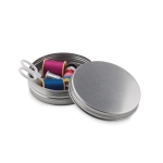 Set da cucito pubblicitario da regalare confezione di latta Couture color argento opaco