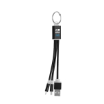 Portachiavi pubblicitario con cavi ricarica USB A/C MultiCable color nero vista area di stampa