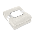 Coperte in flanella con nastro e biglietto personalizzabile Verbier color beige