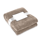 Coperte in flanella con nastro e biglietto personalizzabile Verbier color cachi