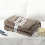 Coperte in flanella con nastro e biglietto personalizzabile Verbier color cachi vista ambiente principale