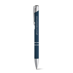 Penne alluminio con logo corpo di gomma inchiostro nero Glober color blu immagine con logo