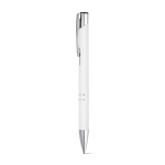 Penne alluminio con logo corpo di gomma inchiostro nero Glober color bianco prima vista