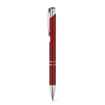 Penna in alluminio con meccanismo a pressione e inchiostro blu color rosso