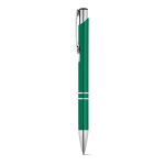 Penna in alluminio con meccanismo a pressione e inchiostro blu color verde
