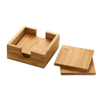 Set di 4 sottobicchieri di bambù con scatolina per conservarli Eco color naturale
