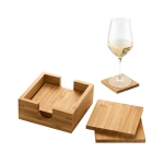 Set di 4 sottobicchieri di bambù con scatolina per conservarli Eco vari colori