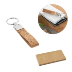 Portachiavi con logo in sughero e placca in metallo per incisione Cork vari colori