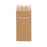 Scatola di cartone con 12 matite colorate promozionali Long color marrone prima vista